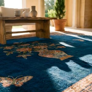 Hallway Runner Knotted Antique Chinese Blue - Peking 1920s Wool Rectangle Rug (SKU 25433) - in-room detail