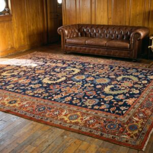 Happy Classic Jewel Tone Antique Tribal Geometric Wool Pile Persian Heriz Serapi Rug (SKU 21441) - room view