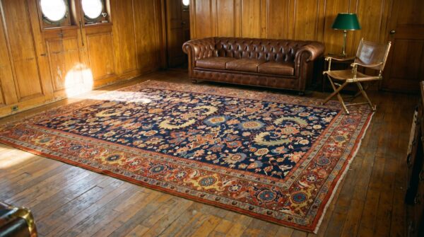 Happy classic jewel tone antique tribal geometric wool pile persian heriz serapi rug 12 Happy classic jewel tone antique tribal geometric wool pile persian heriz serapi rug (sku 21441) - room view