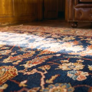 Happy Classic Jewel Tone Antique Tribal Geometric Wool Pile Persian Heriz Serapi Rug (SKU 21441) - in-room detail