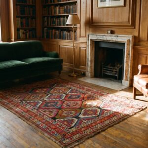 Happy Colorful Antique Casual Tribal Geometric Persian Bidjar Rug (SKU 20108) - room view