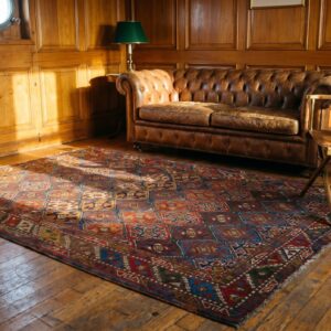 Happy Colorful Jewel Tone Antique Tribal Geometric Northwest Persian Rug (SKU 18480) - room view