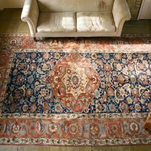 Antique Happy Colorful NW Persian Long and Narrow Size Heriz Serapi Rug (SKU 24384) - in-room detail