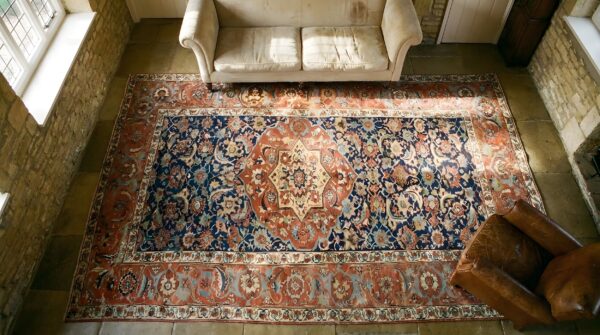 Antique happy colorful nw persian long and narrow size heriz serapi rug 13 Antique happy colorful nw persian long and narrow size heriz serapi rug (sku 24384) - in-room detail