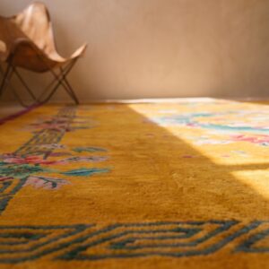 Happy Yellow Color Antique Room Size Chinese Art Deco Carpet (SKU 21959) - in-room detail