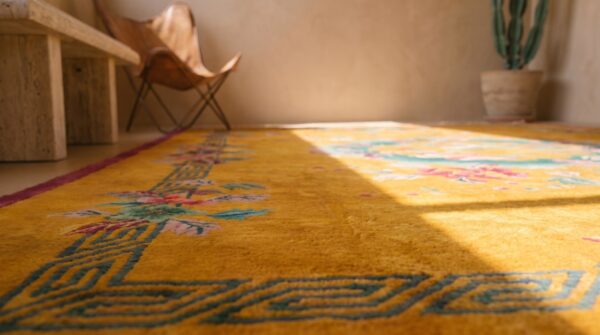 Happy yellow color antique room size chinese art deco carpet 8 Happy yellow color antique room size chinese art deco carpet (sku 21959) - in-room detail