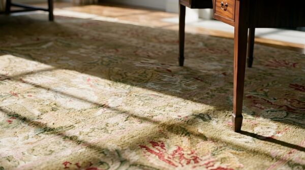 Antique herekeh turkish knotted square rug 12 Antique herekeh turkish knotted square rug (sku 25236) - in-room detail