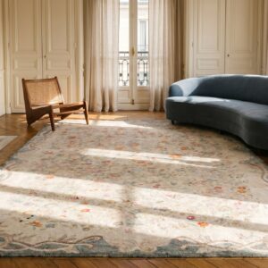 Hooked American Wool Antique Room Size Ivory 1930s Rug (SKU 19150) - room view