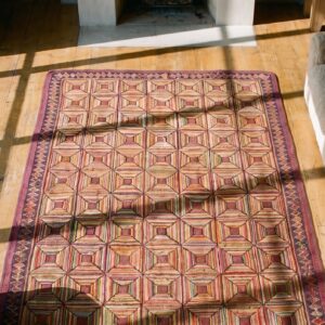 Hooked American Antique Wool Small Scatter Size 1920s Rug (SKU 19709) - styled overhead view