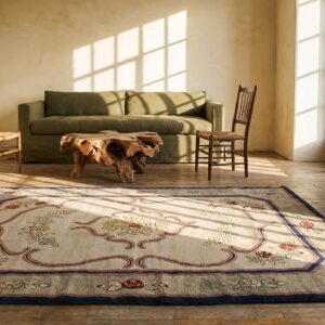 Hooked Hallway Runner 1930s Antique American Ivory Wool Rug (SKU 19925) - room view