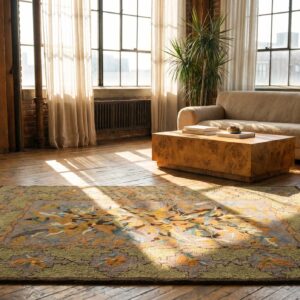 Hooked Small Scatter Size Antique American Wool 1930s Rug (SKU 17846) - room view