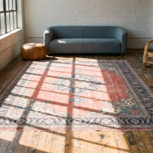 Important Early "Harshang" Pattern Antique 18th-Century Coral Northeast Persian Khorasan Carpet (SKU 21296) - room view
