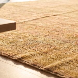 Antique Indian Agra Carpet 15'×19'6" Dusty Rose Floral, Beige Border, Circa 1890 (SKU 18503) - in-room detail