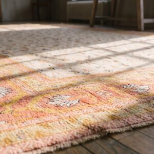 Antique Indian Agra Cotton Square Rug - Light Ivory Room Size (SKU 18891) - in-room detail