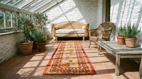 Antique indian agra wool pile hallway runner rug 7 Antique indian agra wool pile hallway runner rug (sku 19977) - room view