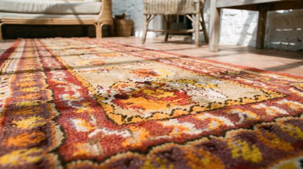 Antique indian agra wool pile hallway runner rug 8 Antique indian agra wool pile hallway runner rug (sku 19977) - in-room detail