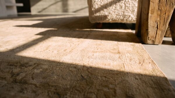 Antique indian amritsar rug, hand-knotted wool, punjab 8 Antique indian amritsar rug, hand-knotted wool, punjab (sku 20774) - in-room detail