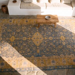 Antique Indian Oversized Large Oversized Big Rug Wool (SKU 19662) - styled overhead view