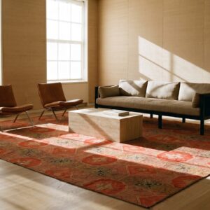 Antique Ingrain American Flat Weave Rug - Brown Earth Tone , Coral (SKU 25558) - room view