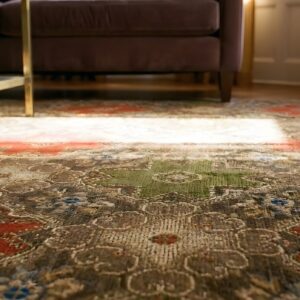 Antique Ingrain American Geometric Knotted Rug (SKU 24474) - in-room detail