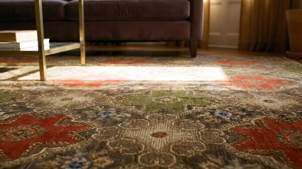 Antique ingrain american geometric knotted rug 10 Antique ingrain american geometric knotted rug (sku 24474) - in-room detail
