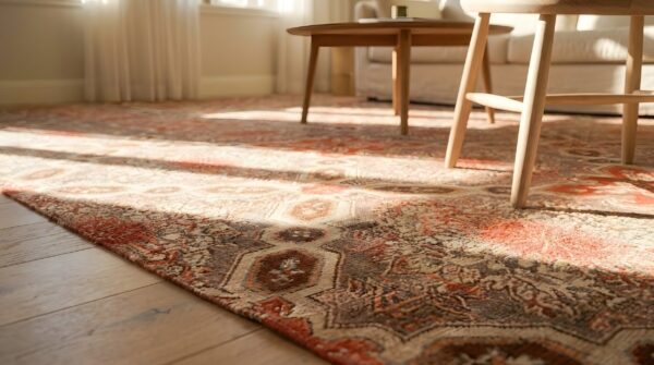 Antique ingrain square room size wool rug 6 Antique ingrain square room size wool rug (sku 23829) - in-room detail