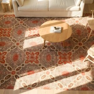 Antique Ingrain Square Room Size Wool Rug (SKU 23829) - styled overhead view