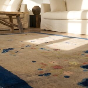Ivory 1920s Rectangle Small Scatter Size Wool Antique Chinese - Peking Knotted Rug (SKU 23217) - in-room detail