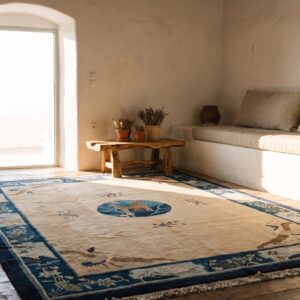 Knotted Antique Ivory 1920s Wool Room Size Chinese - Peking Rectangle Rug (SKU 23159) - room view