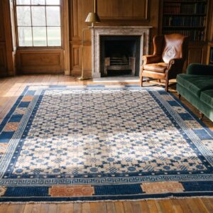 Ivory All Over Design Antique Early 19th Century Room Size Chinese Ningxia Rug (SKU 20993) - room view