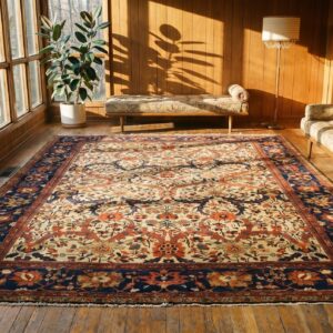 Ivory Antique Allover Design Persian Room Size Sultanabad Rug (SKU 19334) - room view