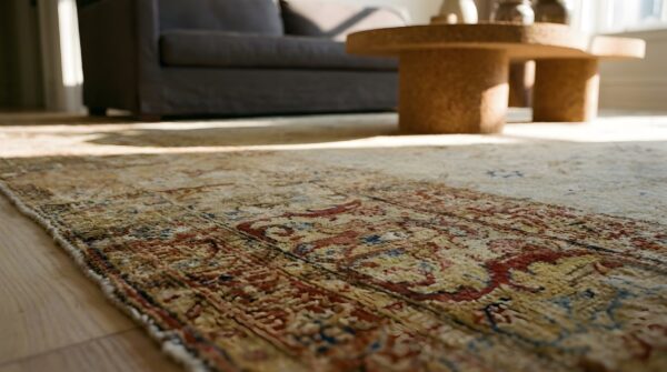 Ivory allover antique persian tabriz hand knotted room size rug 7 Ivory allover antique persian tabriz hand knotted room size rug (sku 25146) - in-room detail