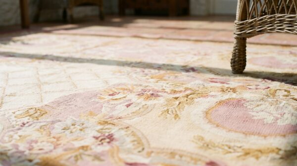 Ivory antique allover trellis design oversized french savonnerie carpet 12 Ivory antique allover trellis design oversized french savonnerie carpet (sku 17725) - in-room detail