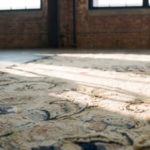 Antique Ivory Wool American Hooked Room Size 1930s Rug (SKU 19383) - in-room detail