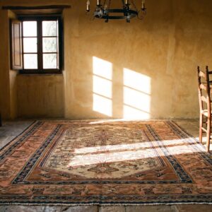 Ivory Background Small Size Antique Tribal Geometric Persian Tree Of Life Pattern Malayer Rug (SKU 19043) - room view