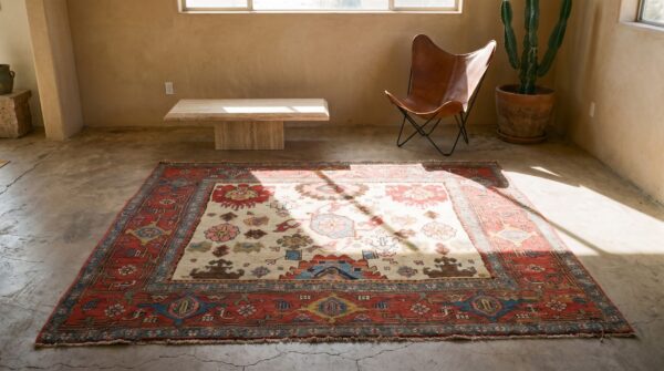 Ivory background antique tribal rustic antique persian bidjar rug 8 Ivory background antique tribal rustic antique persian bidjar rug (sku 21092) - room view