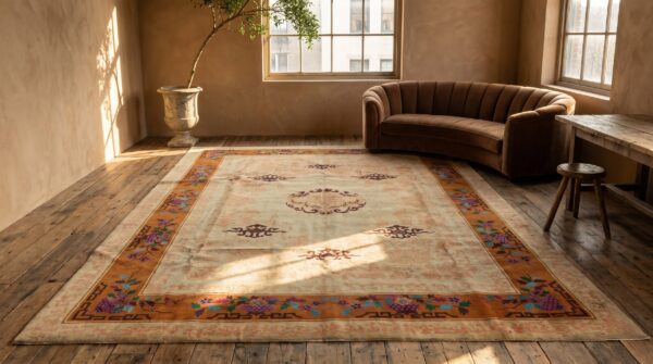 Antique ivory beige cream color hand knotted wool pile chinese area rug 6 Antique ivory beige cream color hand knotted wool pile chinese area rug (sku 22151) - room view