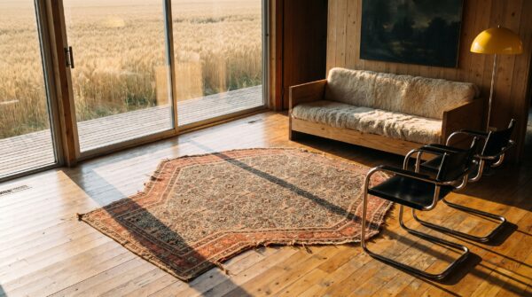 Ivory beige cream white allover floral square 1880s hand knotted pile wool antique rug (sku 22032) - room view