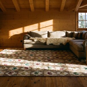 Antique Wool Ivory Beige Cream White Hooked - Loop Pile Rug (SKU 25740) - room view