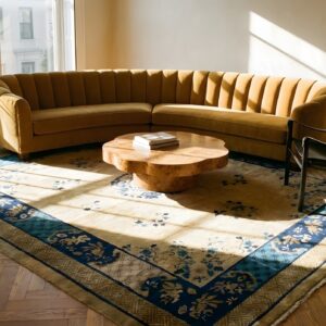 Hand Knotted Pile Ivory Beige Cream White Rectangle 1920s Wool Antique Rug (SKU 25206) - room view