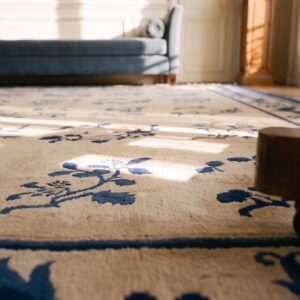 Ivory and Blue Antique Floral Chinese Room Size Peking Rug (SKU 23377) - in-room detail