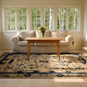 Ivory and Blue Antique Peking Chinese Room Size Area Rug (SKU 23516) - room view