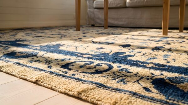 Ivory and blue antique peking chinese room size area rug 11 Ivory and blue antique peking chinese room size area rug (sku 23516) - in-room detail