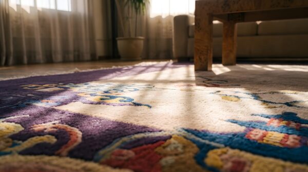 Ivory chinese - art deco antique 1920s room size rectangle knotted wool rug 7 Ivory chinese - art deco antique 1920s room size rectangle knotted wool rug (sku 22262) - in-room detail