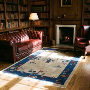 Ivory Chinese - Art Deco Wool Small Scatter Size 1920s Knotted Rectangle Antique Rug (SKU 25243) - room view