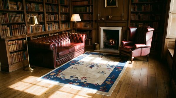 Ivory chinese - art deco wool small scatter size 1920s knotted rectangle antique rug 12 Ivory chinese - art deco wool small scatter size 1920s knotted rectangle antique rug (sku 25243) - room view