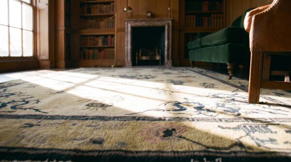 Antique ivory chinese dragon design peking rug 6 Antique ivory chinese dragon design peking rug (sku 17593) - in-room detail