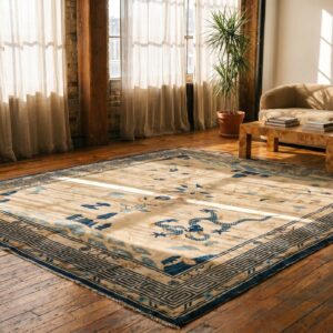 Antique Ivory Chinese Dragon Peking Square Rug (SKU 19737) - room view