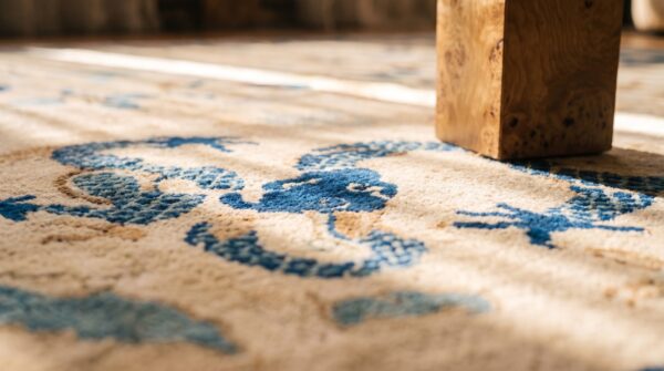 Antique ivory chinese dragon peking square rug 8 Antique ivory chinese dragon peking square rug (sku 19737) - in-room detail