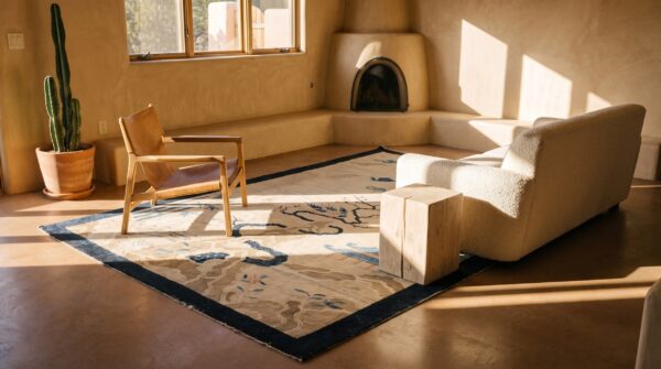 Antique ivory wool chinese - peking knotted 1930s small scatter size rectangle rug 6 Antique ivory wool chinese - peking knotted 1930s small scatter size rectangle rug (sku 25510) - room view